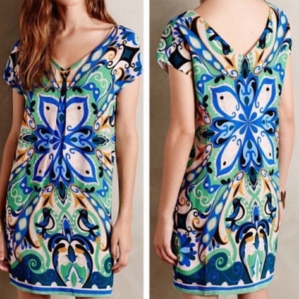 Maeve Anthropologie Folksong Birds Shift Dress